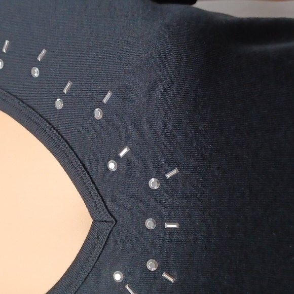 Karen Scott Women's Cotton Studded V-Neck Top, Deep Black - Picture 4 of 10